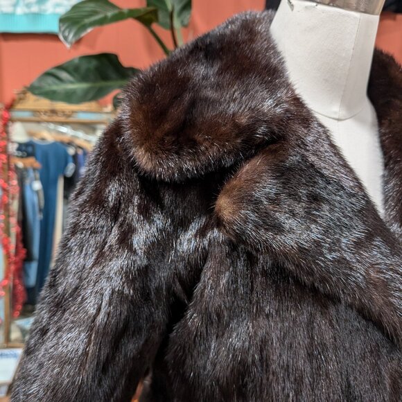 Elegant Brown genuine Mink Fur Coat Size Small 2-4 - Picture 4 of 12